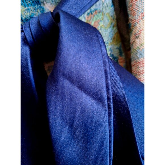 Vtg Girls Floral Tapestry Dress With Sheer Bodice & Navy Satin Puff Sleeves - Picture 11 of 15